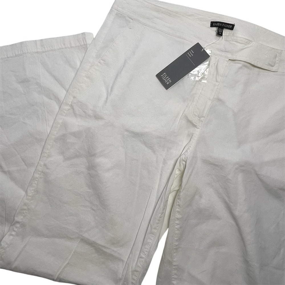 Eileen Fisher Women's 16 White Straight Trouser Wide Pants Linen Viscose NWT NEW